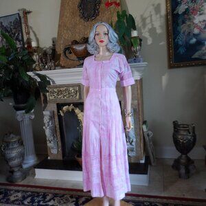 New LoveShackFancy Peony Pink "Edie" Maxi Dress w/Pintuck & Lace Detail Size M